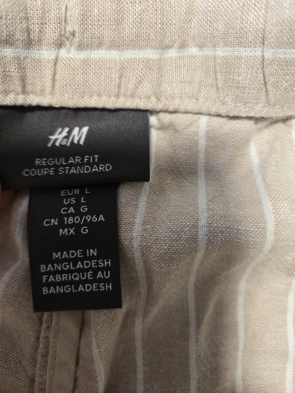H&M Tan Striped Drawstring Chinos - Picture 2 of 2